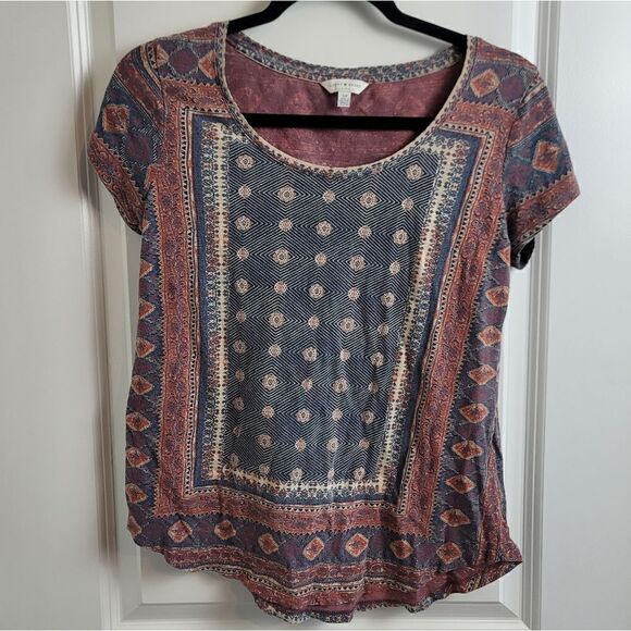 LUCKY BRAND Kanta Border Tee - Picture 1 of 8